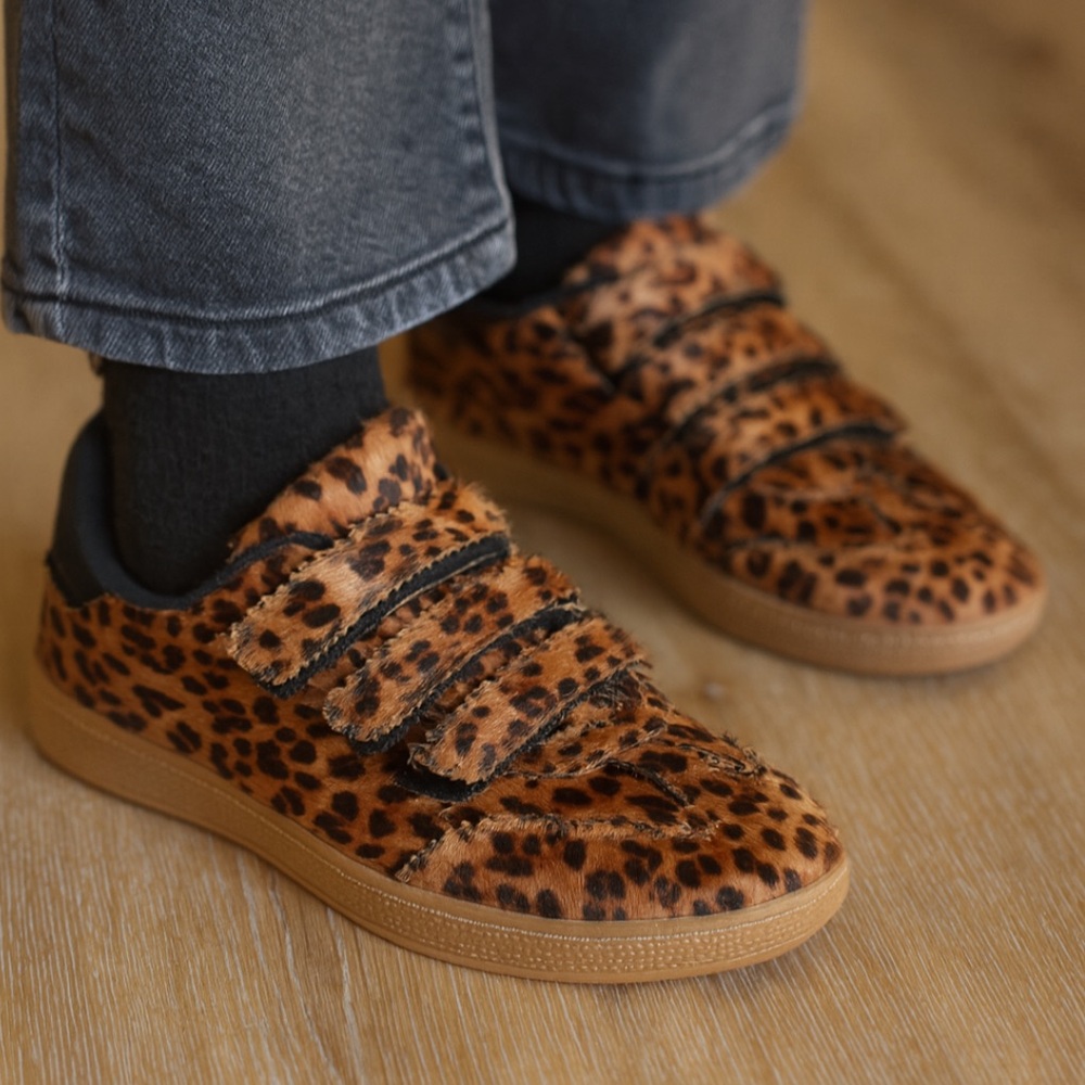 Camila Coelho Bastian Leopard Sneakers with Velcro Closure